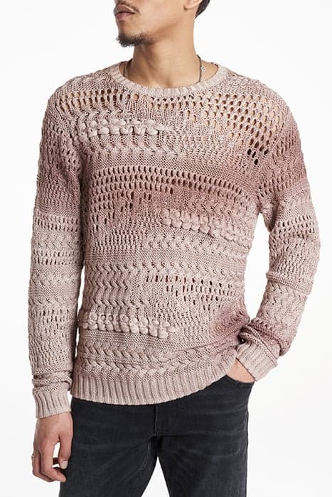 LEONE LS POINTELLE MIX STITCH CREW DRIED PETAL by John Varvatos