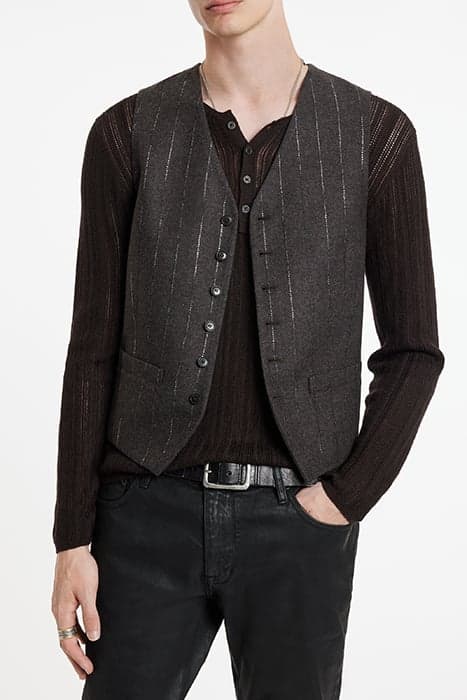 BUTTON FRONT VEST WITH FRONT BODY DARTS ESPRESSO by John Varvatos