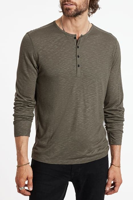 DANVILLE REGULAR FIT LS HENLEY WITH PLAC EUCALYPTUS by John Varvatos