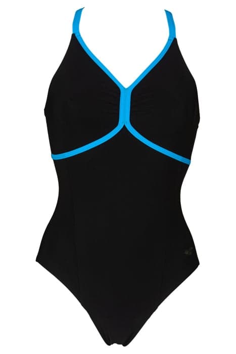 W DAHLIA LIGHT CROSS BACK ONE PIECE C-CU BLACK-TURQUOISE by Arena