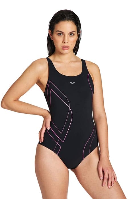 W LIZY U BACK ONE PIECE BLACK-ROSE VIOLET by Arena