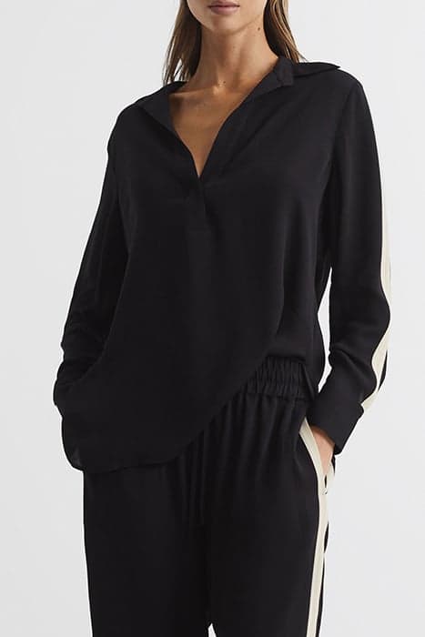 MILLIE-SIDE STRIPE SHIRT BLACK by Reiss