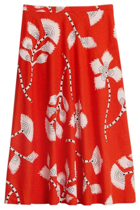 CLEMENCE LINEN BLEND SKIRT RED PRINT by White Stuff