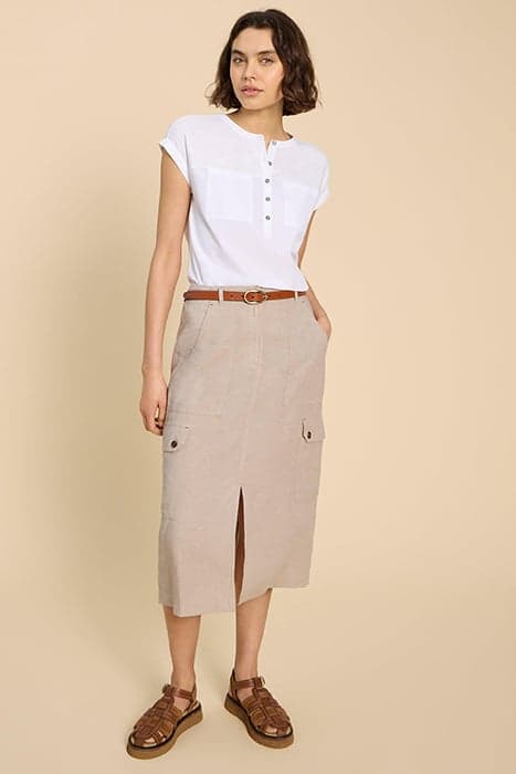 ARABELLA LINEN BLEND SKIRT LIGHT NATURAL by White Stuff