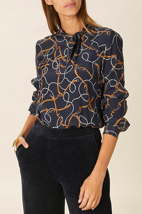 VISCOSE SCARF SHIRT IN BLUE by River Woods