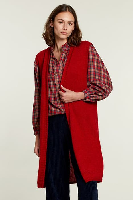 RED SLEEVELESS CARDIGAN by River Woods