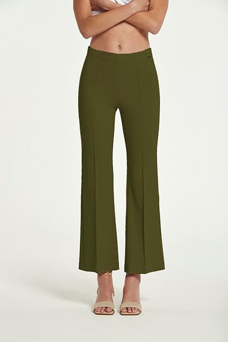 PONTE DI ROMA KNIT HOLLIE CROPPED FLARED TROUSERS GREEN ANTH by OKY