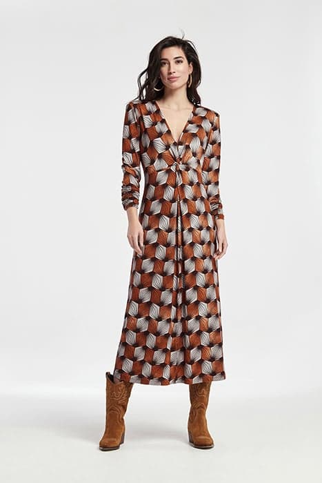 FRONT KNOT DETAIL CONTO DRESS RUSSET ORANGE by OKY