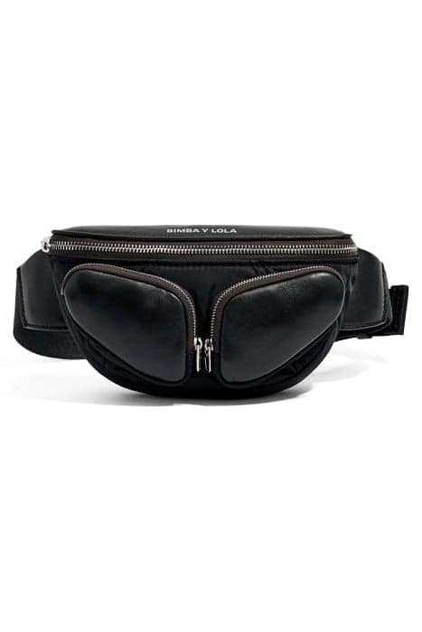 MINI BLACK LEATHER POCKET BUMBAG by Bimba y Lola