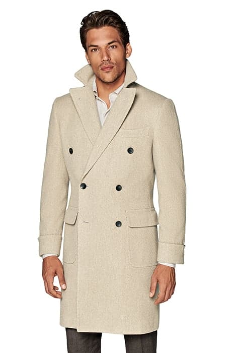 LIGHT BROWN TWILL POLO COAT by Suitsupply