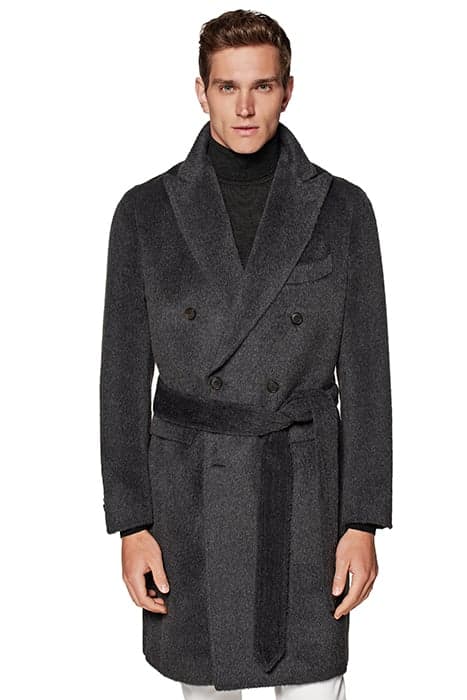 DARK GREY BELTED OVERCOAT by Suitsupply