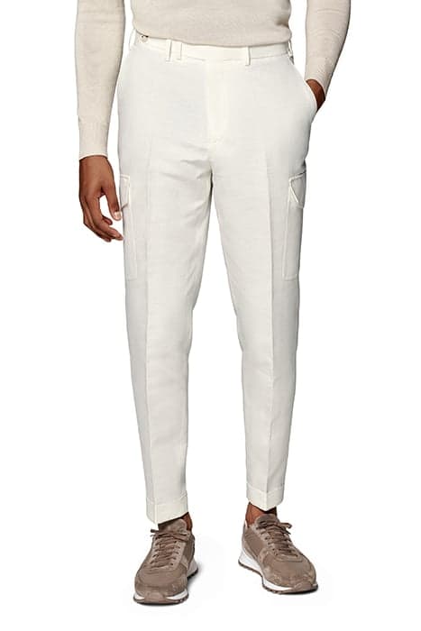 WHITE WIDE LEG TAPERED TROUSERS by Suitsupply