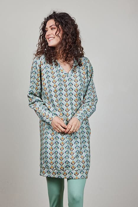 SWEAT DRESS CHILLY PRINT GRANITE GREEN WITH TROY PRINT by DIDI