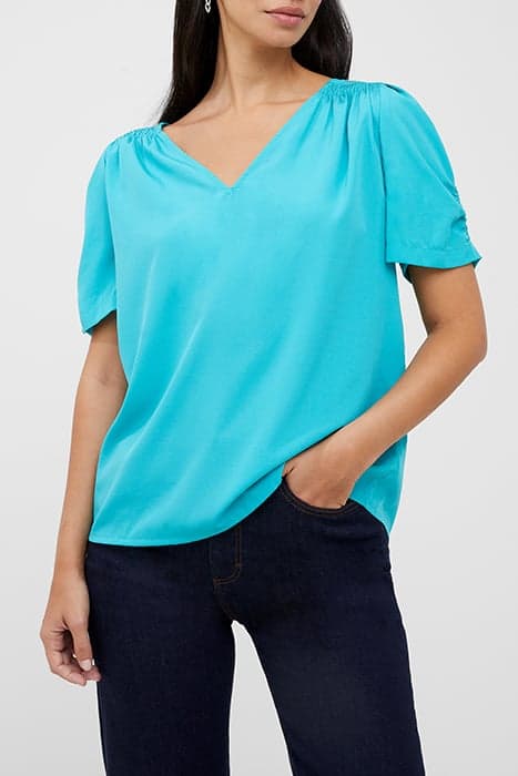 CREPE LIGHT V NECK TOP GREEN by French Connection