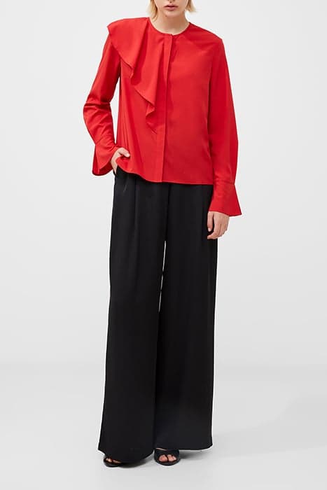 CREPE LIGHT ASYMM FRILL SHIRT RED by French Connection