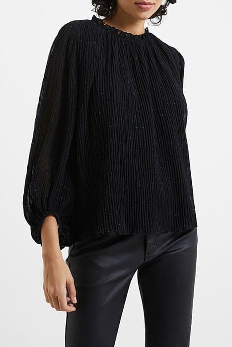 CALLIE LUREX PLEATED TOP BLACK by French Connection