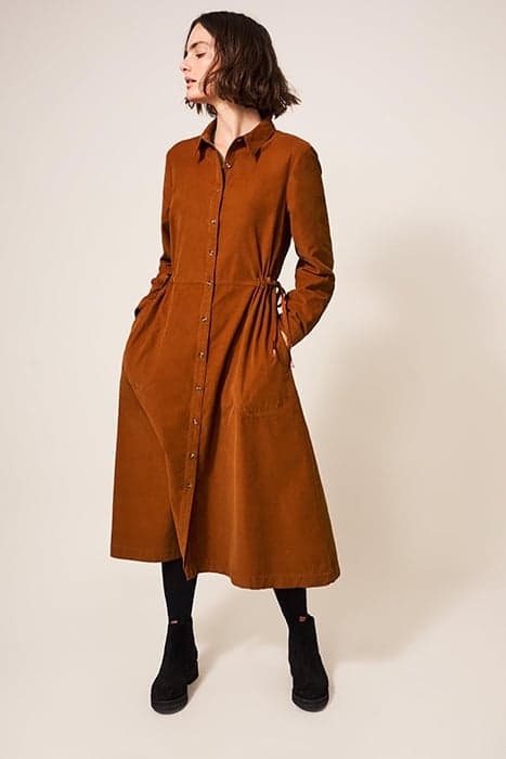 JADE CORD SHIRT DRESS DARK ORANGE by White Stuff