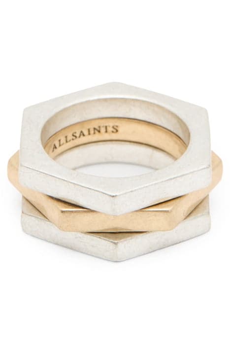 ALEXIS STACKED RING WARM SILVER MIX by AllSaints