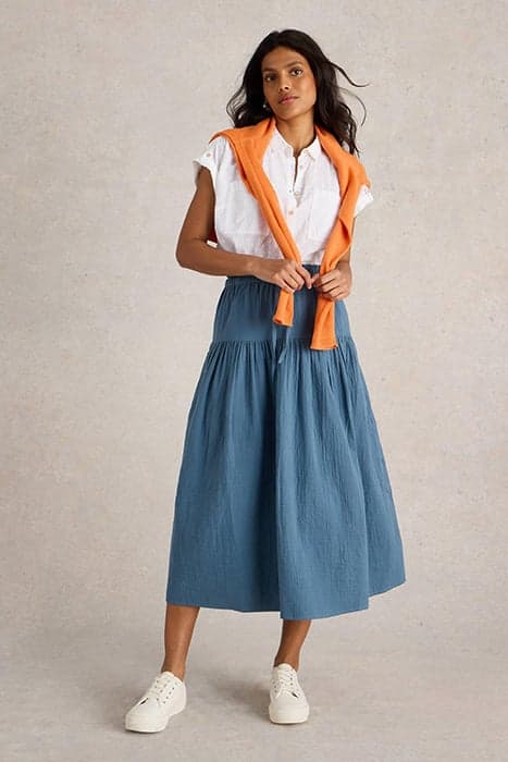 SEEMA DOUBLE CLOTH SKIRT DUSTY BLUE by White Stuff