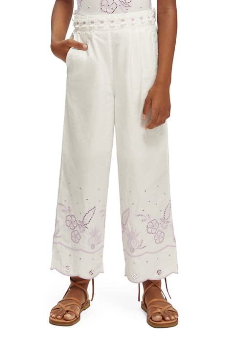 GIRLS BRODERIE ANGLAISE CROPPED PANTS OFF WHITE by Scotch & Soda