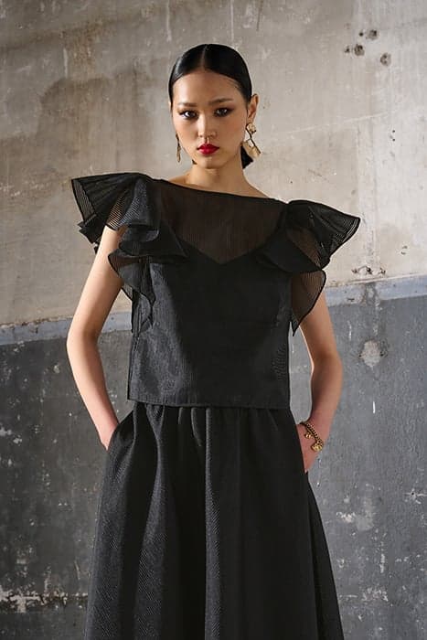 RUFFLE TOP BLACK by KARL LAGERFELD