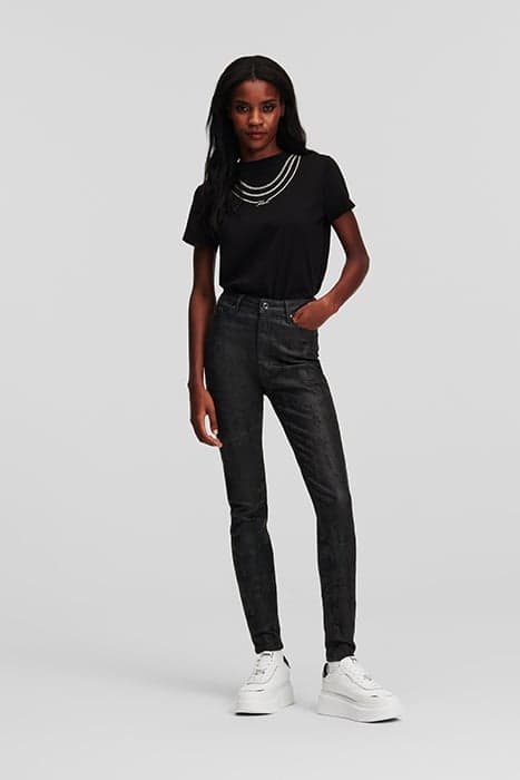 AOP SKINNY DENIM PANTS BLACK by KARL LAGERFELD