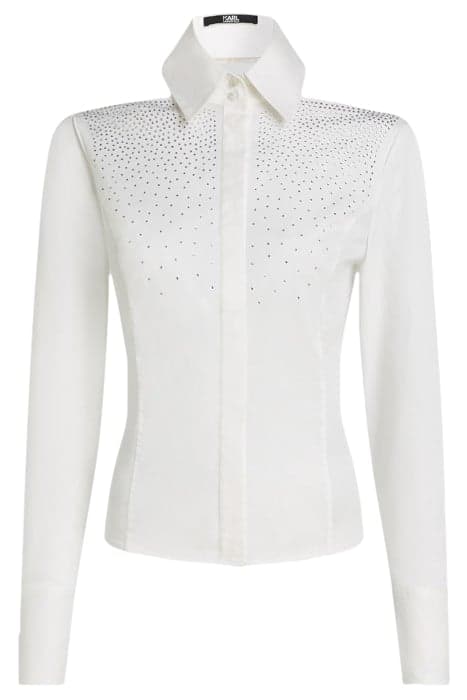 FITTED RHINESTONE SHIRT WHITE by KARL LAGERFELD