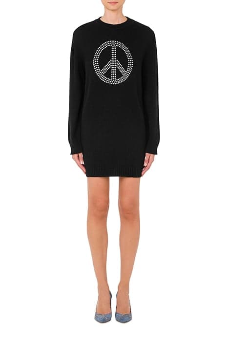 PEACE SYMBOL WOOL BLEND DRESS BLACK by Moschino