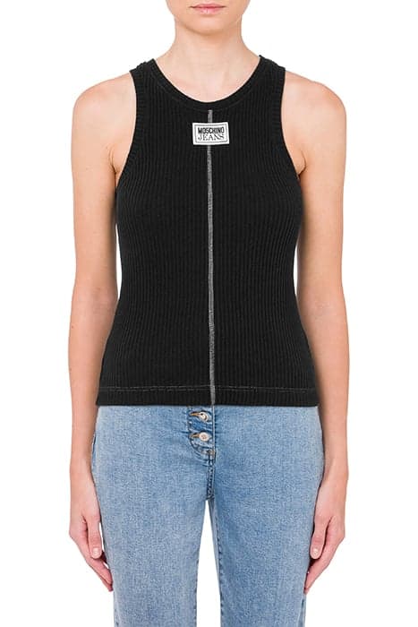 RIBBED COTTON TOP BLACK by Moschino