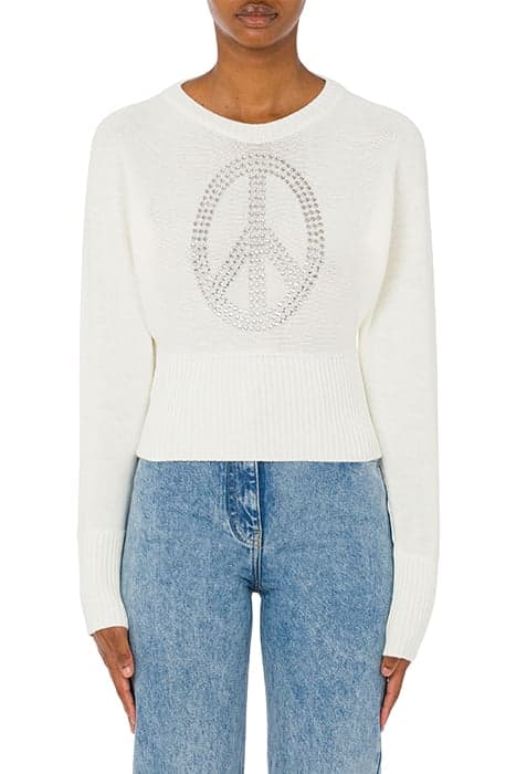 PEACE SYMBOL WOOL BLEND SWEATER WHITE by Moschino