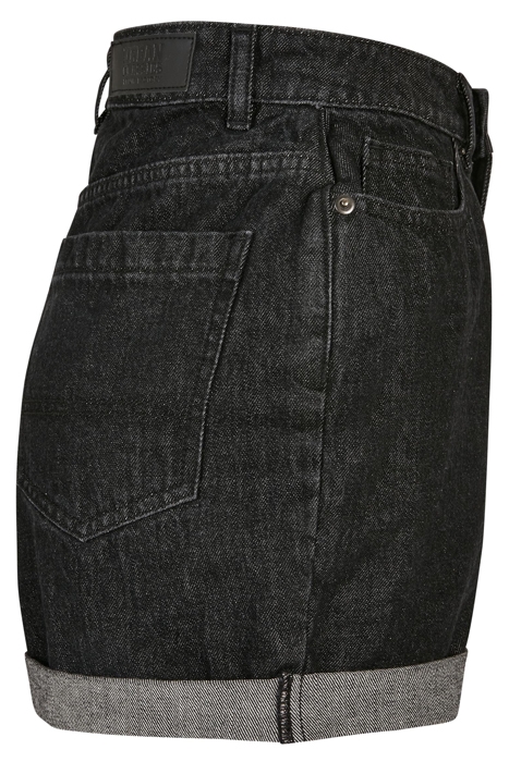 LADIES HIGH WAIST BOYFRIEND SHORTS BLACK WASHED 8