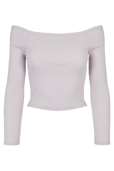 LADIES OFF SHOULDER RIB LONGSLEEVE SOFTLILAC 1