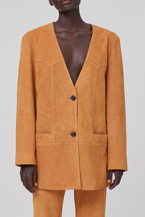 CLOSED WOMEN COLLARLESS BLAZER JACKETS & COATS GOLD EARTH GO 1