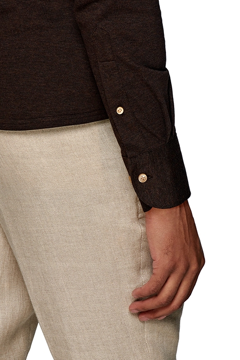 BROWN PIQUÉ EXTRA SLIM FIT POPOVER 6
