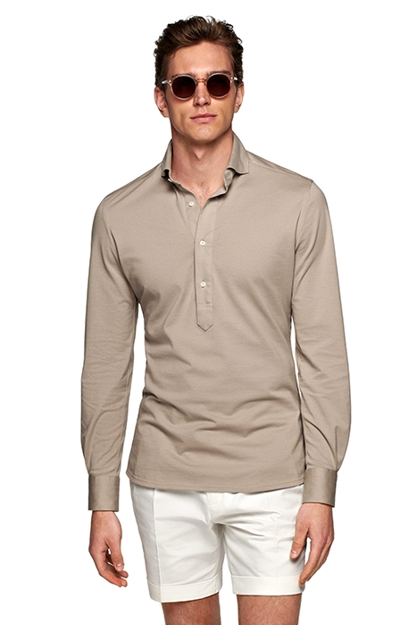 LIGHT BROWN EXTRA SLIM FIT POPOVER 1