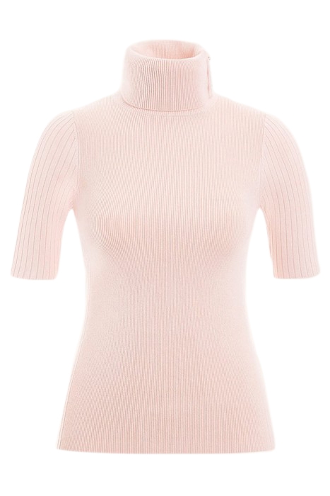 GUESS ECO LENA HIGH NECK RIBBED SS TOP SANDY SHORE 5