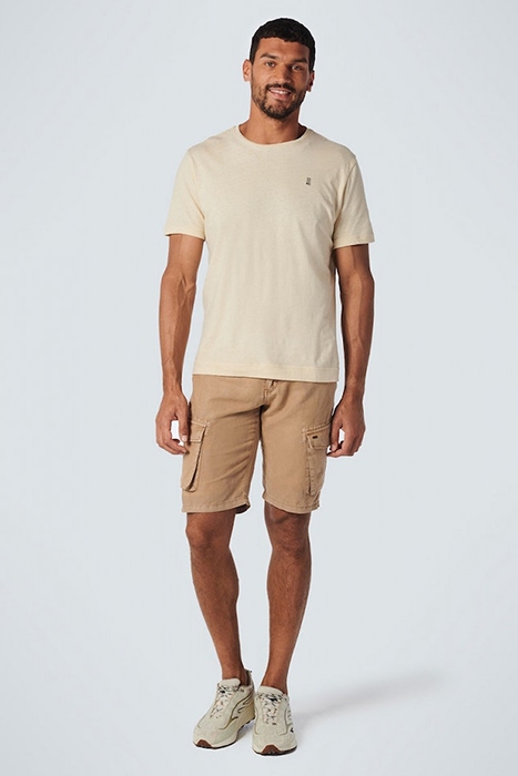 SHORT WITH LINEN GARMENT DYED CARGO KHAKI 3