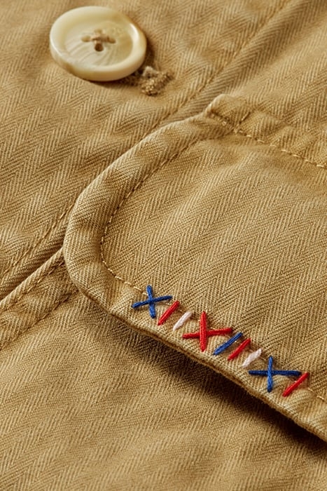 WASHED HERRINGBONE DOUBLE BREASTED DENIM WORKWEAR JACKET SAN 3