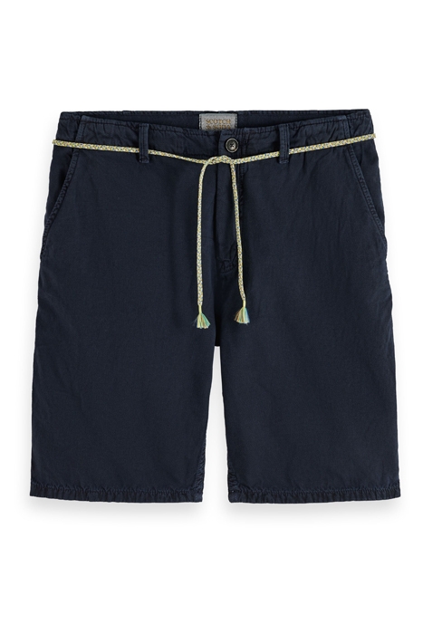 FAVE - GARMENT DYED COTTON LINEN SHORT NAVY 1