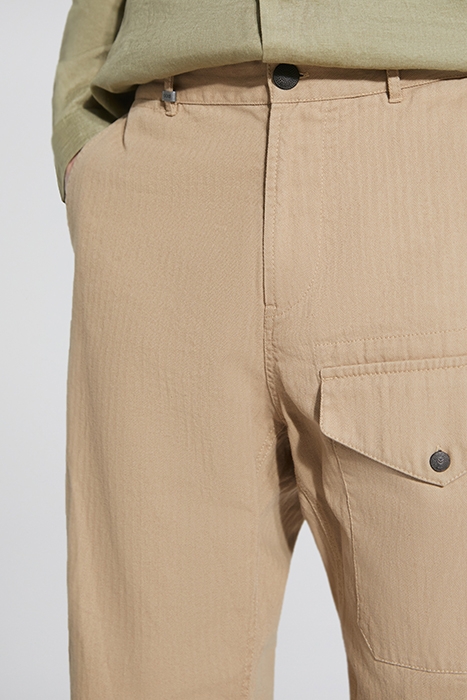 BEIGE CHEVRON SLIM CHINOS 5
