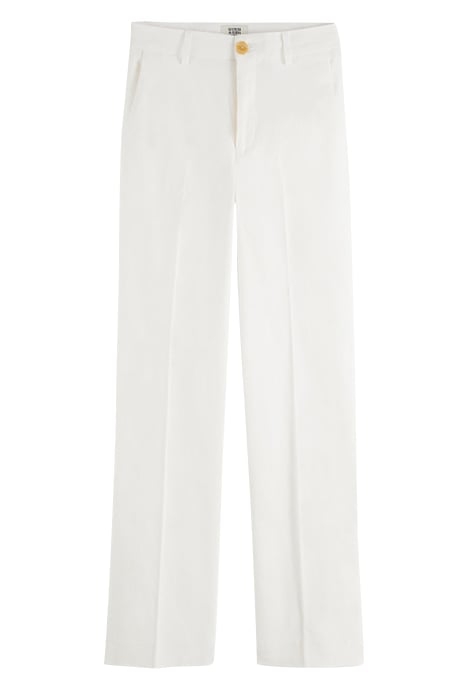 EDIE - HIGH RISE WIDE LEG LINEN SUMMER TROUSERS OFF WHITE 1