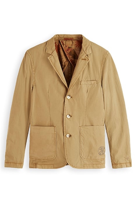 GARMENT-DYED POPLIN BLAZER CONTAINS ORGANIC COTTON WALNUT 1