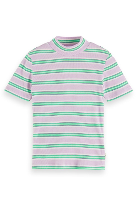 SLIM-FIT HIGH-NECK SHORT-SLEEVED T-SHIRT ORCHID MULTICOLOUR 1