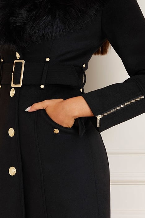 MARCIANO BY GUESS ALICE COAT JET BLACK TRENCH 7