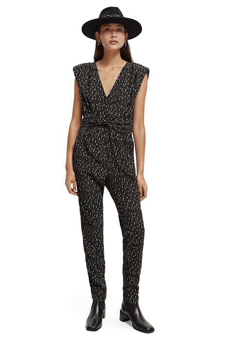 PRINTED SCARF FEDORA HAT BLACK 3