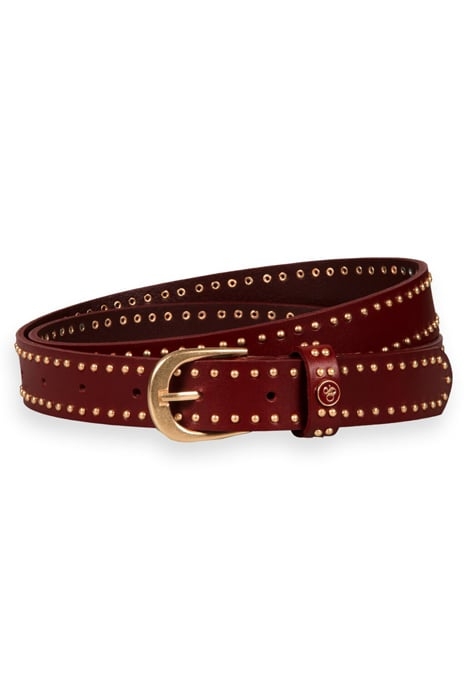 LEATHER BELT WITH STUDS DEEP RASPBERRY 1