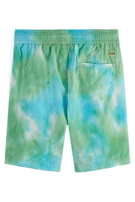 TIE-DYED ELASTICATED WAISTBAND CORDUROY SHORTS AQUA TIE DYE 2