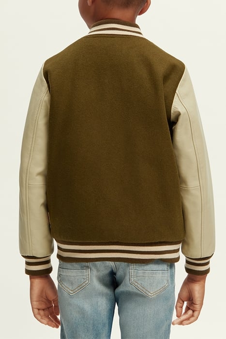 WOOL COLLEGE JACKET WITH LEATHER SLEEVES KHAKI 3