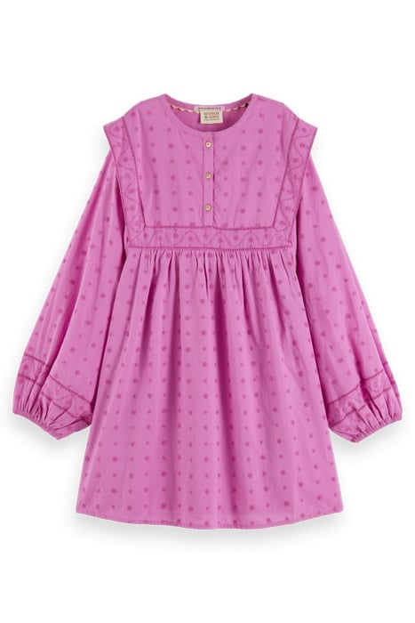 BRODERIE ANGLAISE PANEL DRESS VINYL VIOLET 4