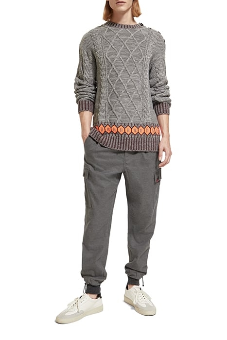 DROPPED SHOULDER FIT WOOL BLEND STRUCTURE SWEATER GREY MELAN 3